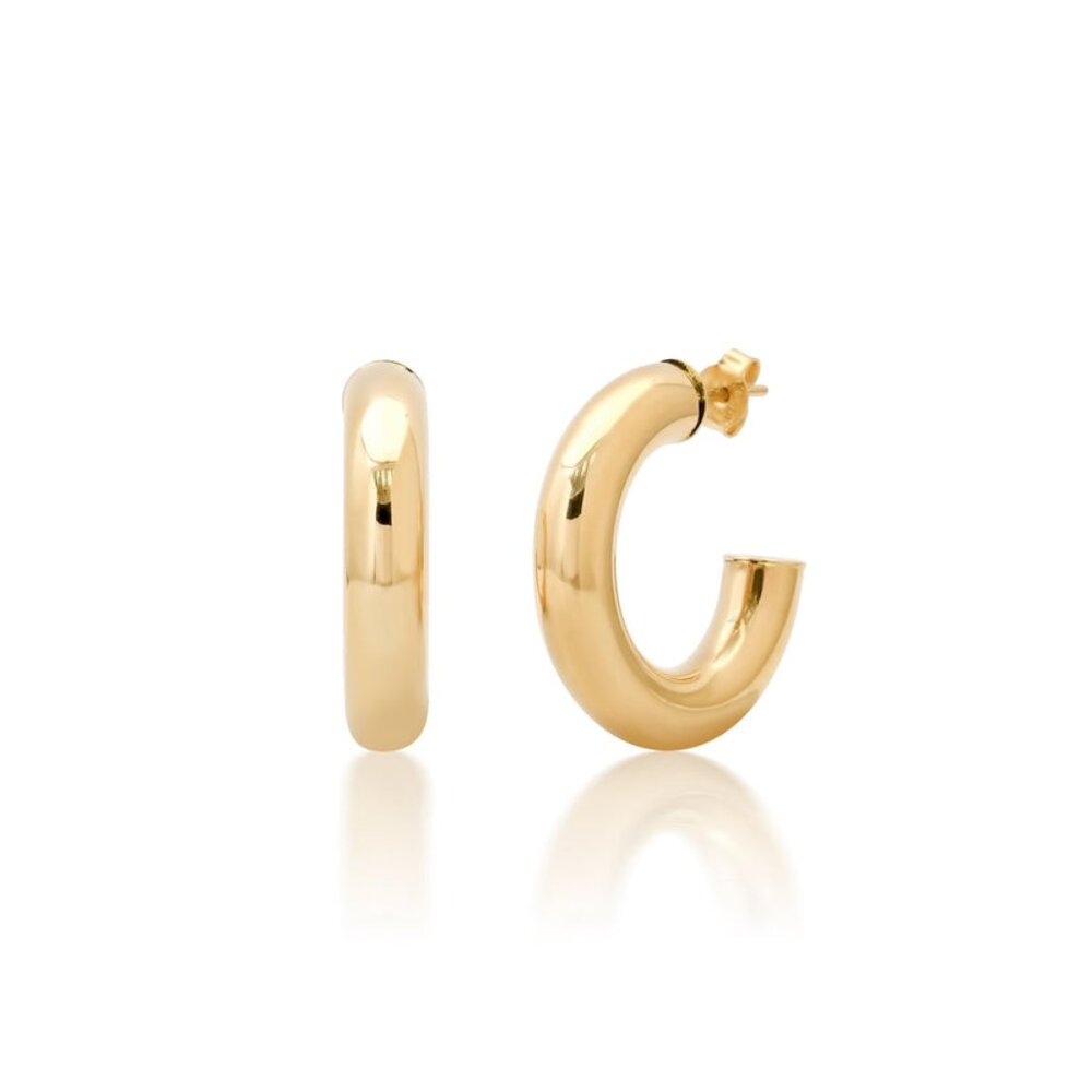 Classic Polished 14K (or 18k upon request) Yellow Gold Hoop Earrings